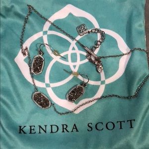 Kendra Scott Platinum Drusy Necklace/Earrings